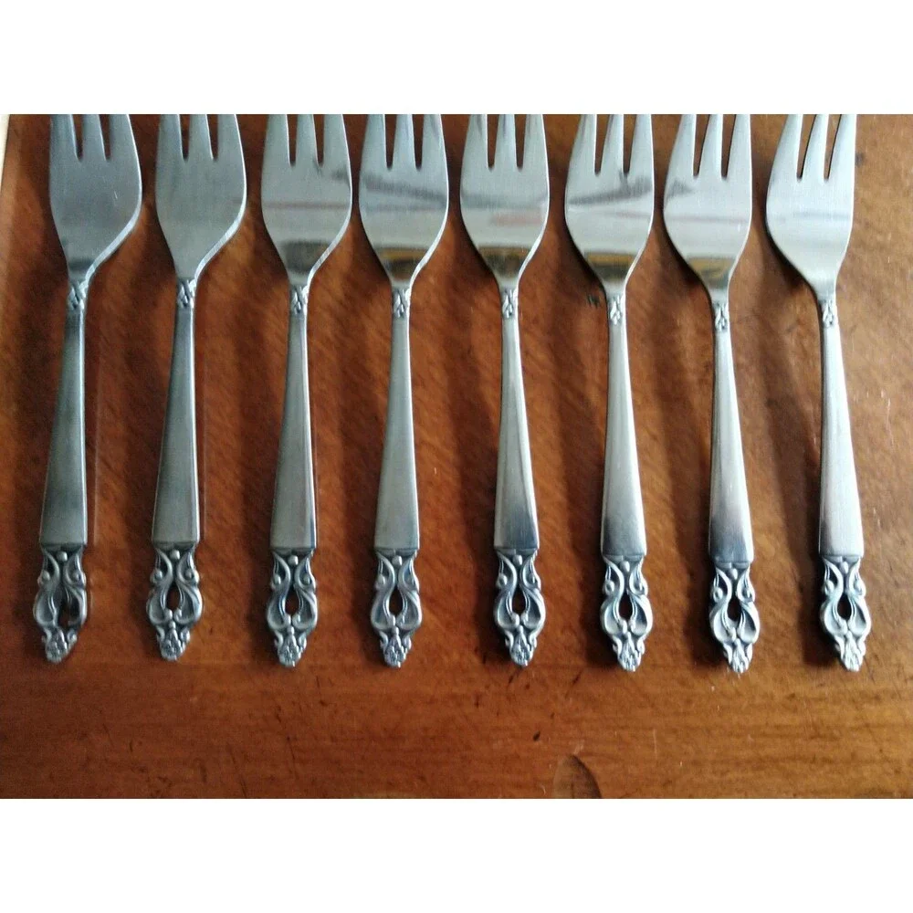 Lot 8x Iced Teaspoons Olaf Flatware National Stainless Silverware Japan MCM 7.8